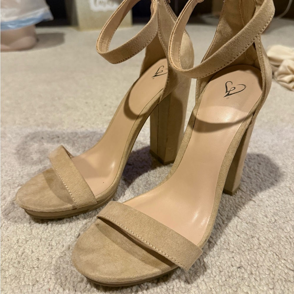 Tan Block Heel Sandals